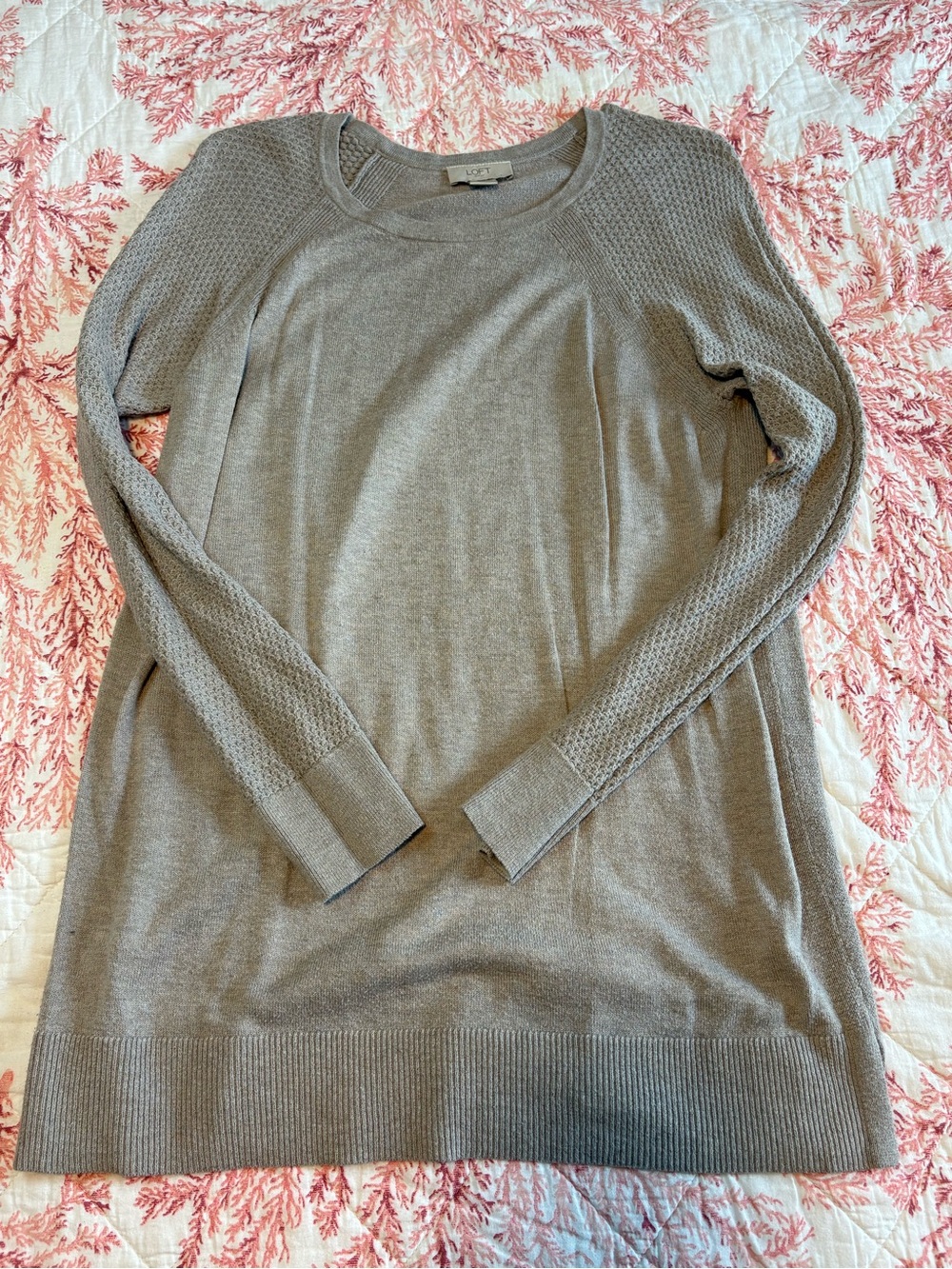 LOFT Lightweight Gray Crewneck Sweater